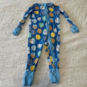 Little Sleepies Cookies and Milk zippy in blue, size 3-6m